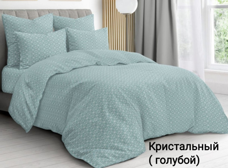 Комплект постільної білизни, бязь, м. Кристальный (голубой) (р: євро середній) №333966 - Palma RZ3641