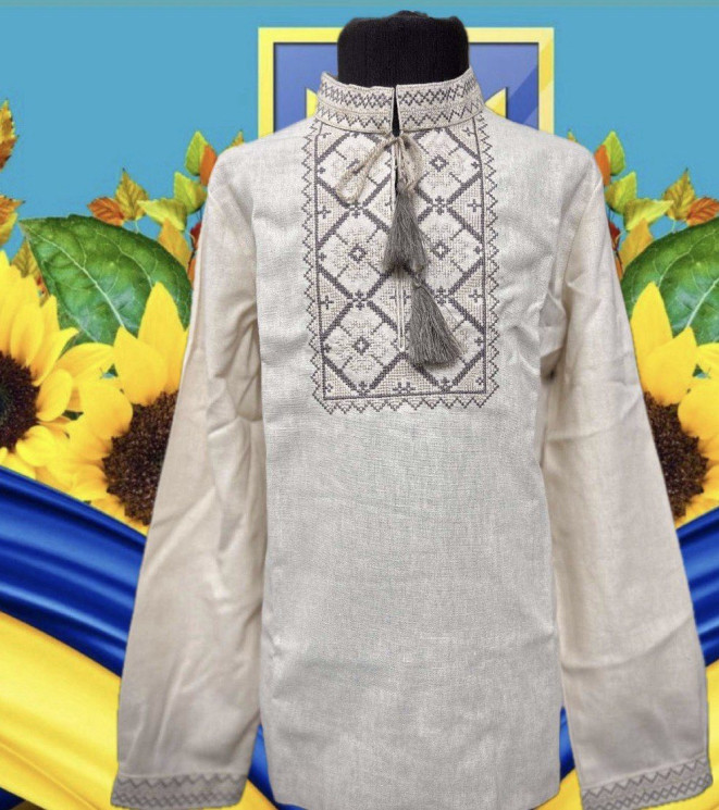 Вишиванка дитяча, льон (розміри: 98-140 ), в упаковці 8 штук №341407 - Delux 909