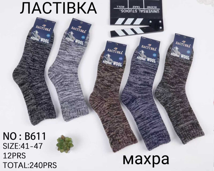 Шкарпетки чоловічі махрові м.B611 (р:41-47) мікс кольорів в упаковці 12 штук №759577 - Haner 449/451