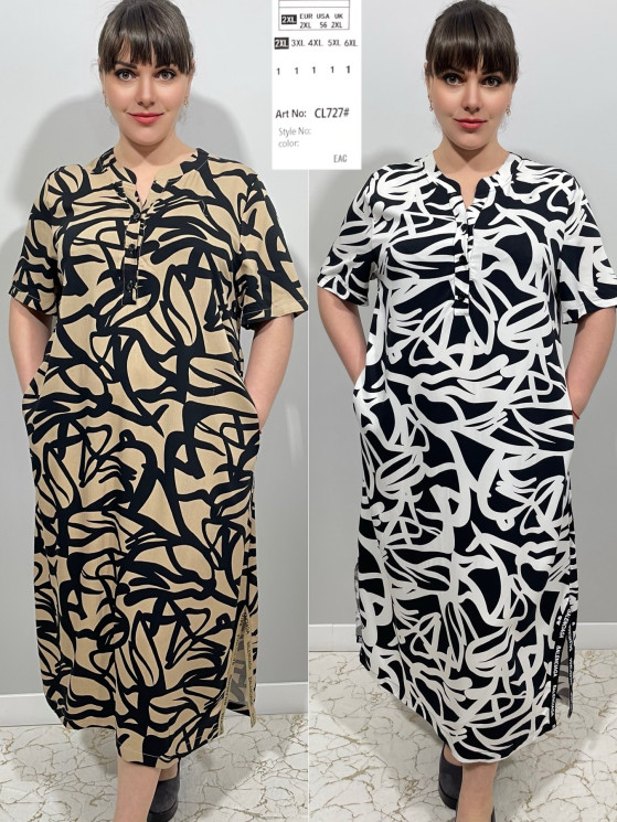 Сукня жіноча "CL727" штапель (р: 2XL,3XL,4XL,5XL,6XL) 2 кольори, в упаковці 5 шт. №366046 - 