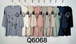 Футболка жіноча "Q6068" котон (р: 50-56) мікс кольорів, в упаковці 5 шт. №384618