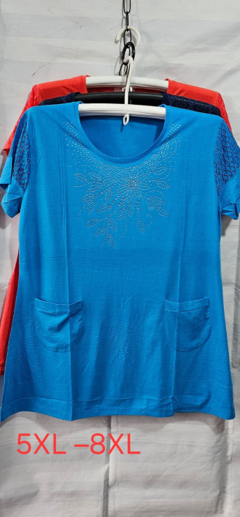 Футболка жіноча, трикотаж (р. 5XL–8XL), 3 кольори, в упаковці 10 штук №308999 - Iris BG/PO436