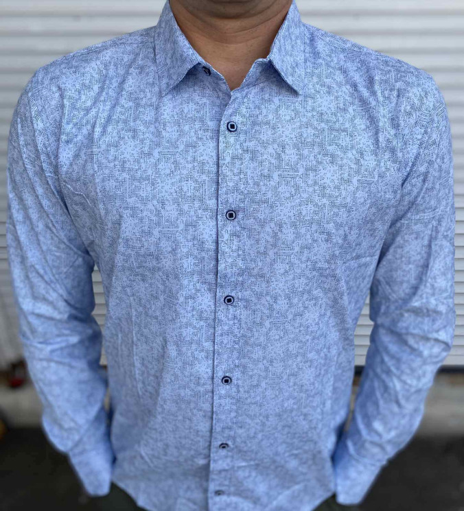Сорочка No Brand р M-3XL Чоловіча S2935 l.blue - NikNumbers SE1041-1042