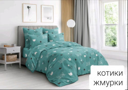 Комплект постільної білизни, бязь, м. Котики жмурки (розмір: двоспальний) №347403