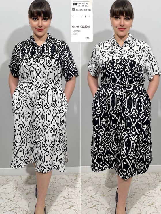 Сукня жіноча "CL8509" штапель (р: 2XL,3XL,4XL,5XL,6XL) 2 кольори, в упаковці 5 шт. №366047 - 