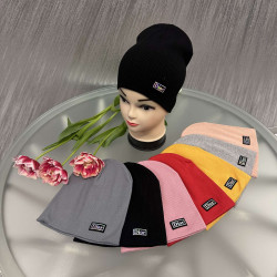 Шапка дитяча Dior, рубчик, подвійна в'язка (Р: 54-55 см), різні кольори, в упаковці 5 шт. №323574