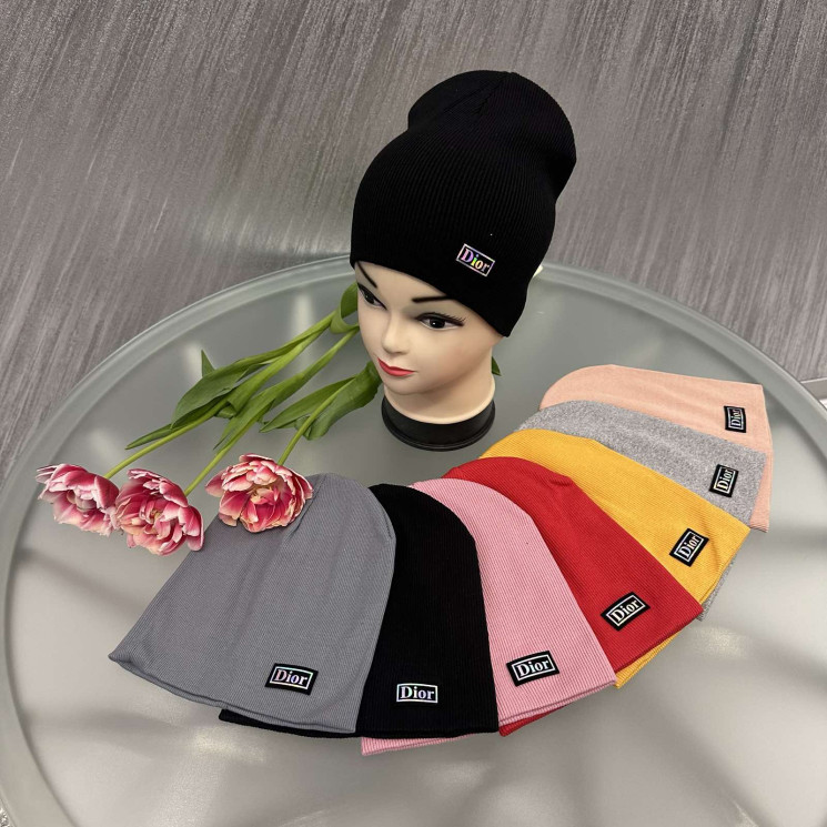 Шапка дитяча Dior, рубчик, подвійна в'язка (Р: 54-55 см), різні кольори, в упаковці 5 шт. №323574 - Great