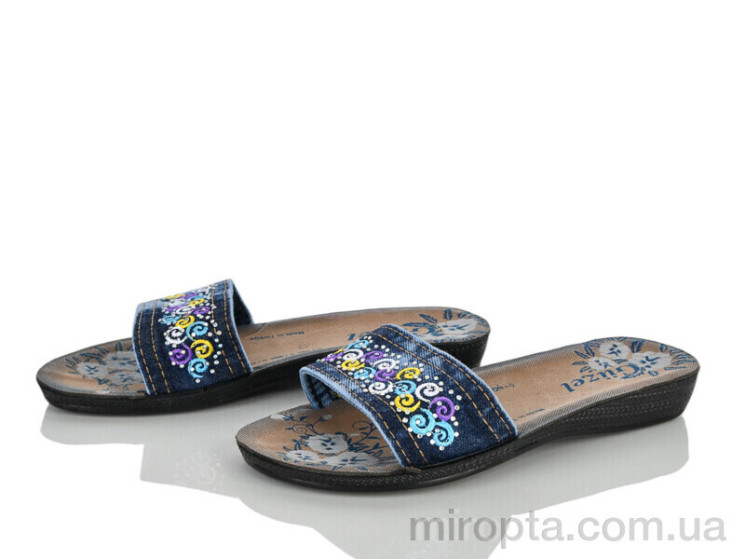 Шльопанці 002 blue джинс р: 36-41, в упаковці: 6 пар, купити тільки гуртом - 1186937