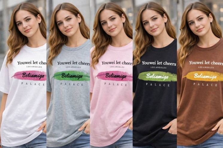 Футболка жіноча варенка котон (р.oversize) мікс кольорів в упаковці 5 штук №762662 - Legturk WE3100