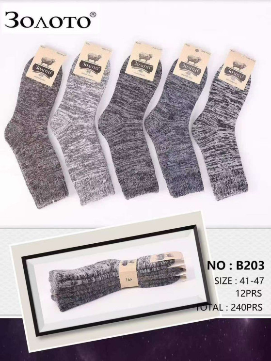 Чоловічі шкарпетки, вовна, м.B203 (розмір: 41-47), мікс кольорів, в упаковці 12 пар №348152 - VanKiey WE3069