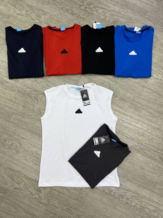 Майка чоловіча Adidas "283" кулір, пеньє (р: М-3XL) 6 кольорів, в упаковці 5 шт. №385079 - Spider