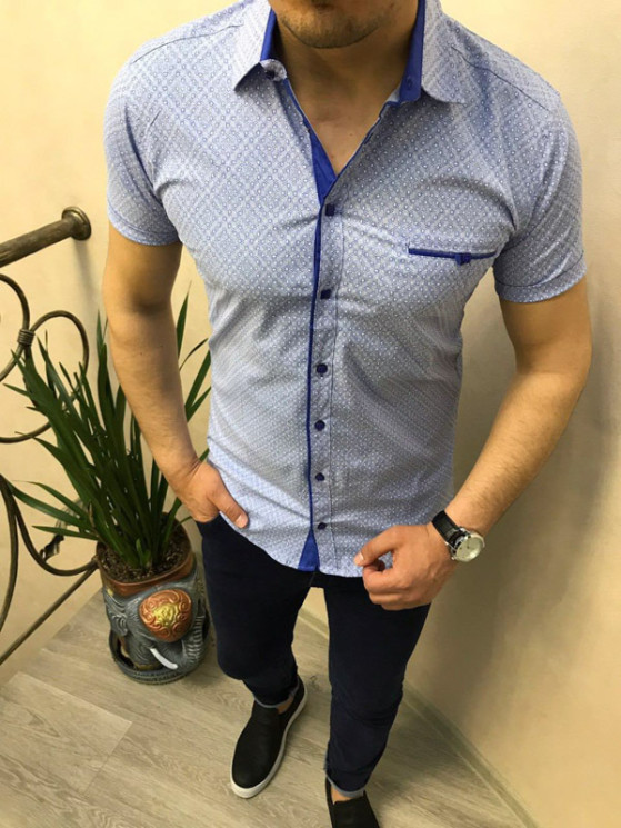 Сорочка No Brand р M-3XL Чоловіча R93 blue - NikNumbers SE1041-1042