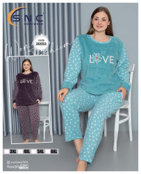 Піжама жіноча "20553" махра на флісі (р: 3XL,4XL,5XL,6XL) в упаковці 4 шт. №361215