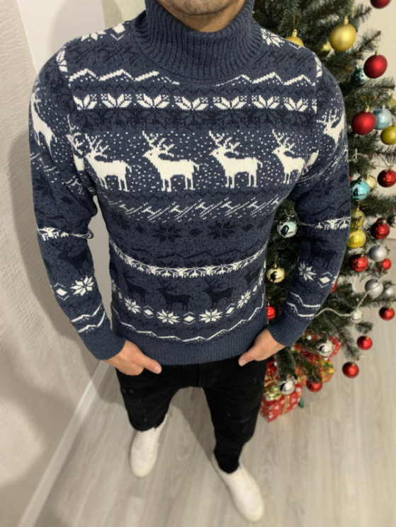 Светр No Brand р M-2XL Чоловіча S2656 blue - NikNumbers SE1041-1042