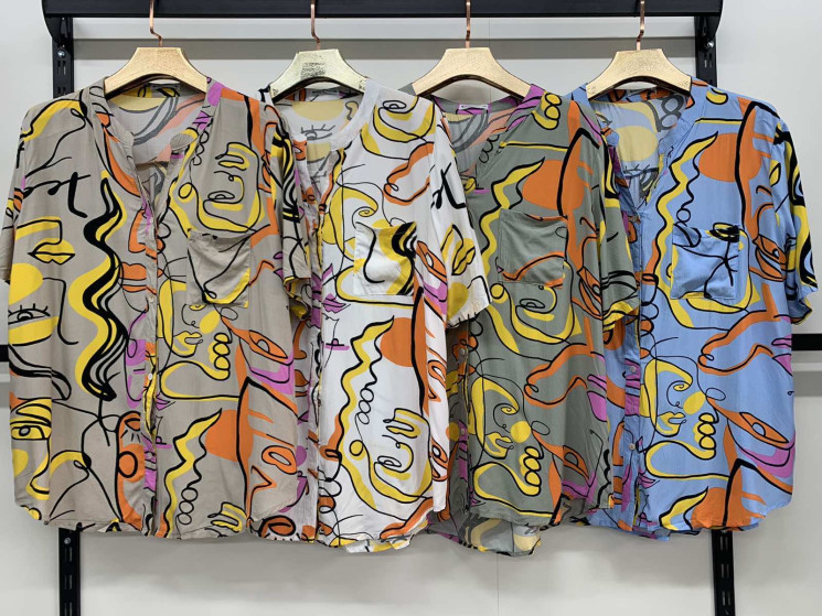 Сорочка жіноча, штапель, м.36953 (р. 3XL-7XL ), 4 кольори,  в упаковці 5 штук №330152 - 