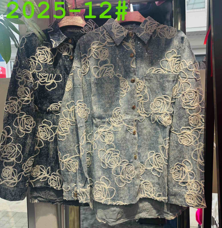 Сорочка жіноча, джинс, м.2025-12 (р. S/M, L/XL ), 2 кольори, в упаковці 6 штук №336249 - 