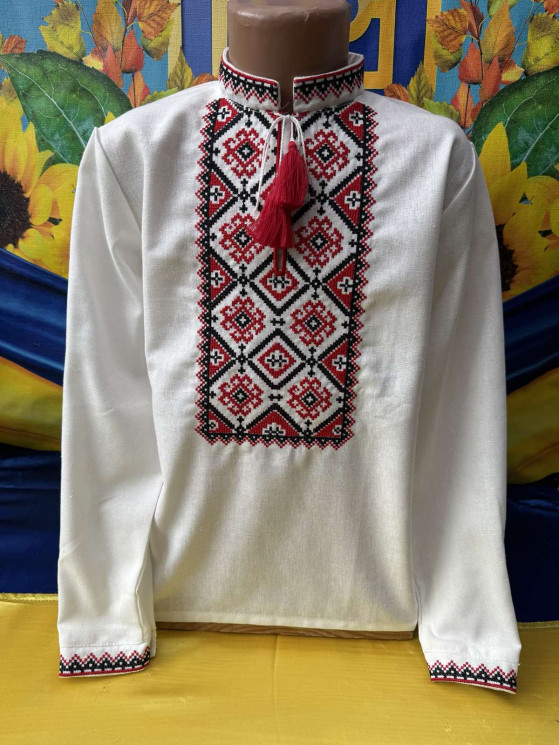 Вишиванка дитяча, льон (розміри: 7-12 років), в упаковці 6 штук №329843 - Delux 909