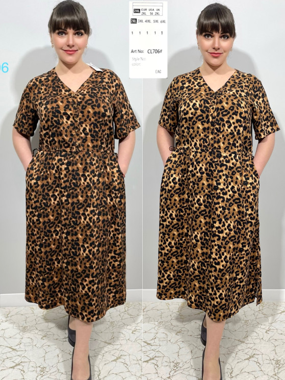 Сукня жіноча "CL706" штапель (р: 2XL,3XL,4XL,5XL,6XL) 2 кольори, в упаковці 5 шт. №366048 - 