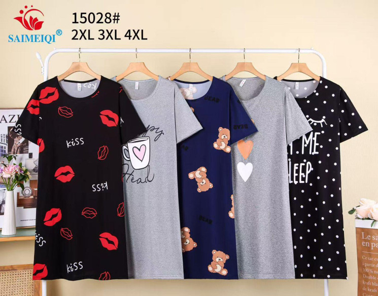 Нічна сорочка жіноча  м.15028  (р. 2XL-4ХL)  в упаковці 3 штуки №762878 - Ekaterina