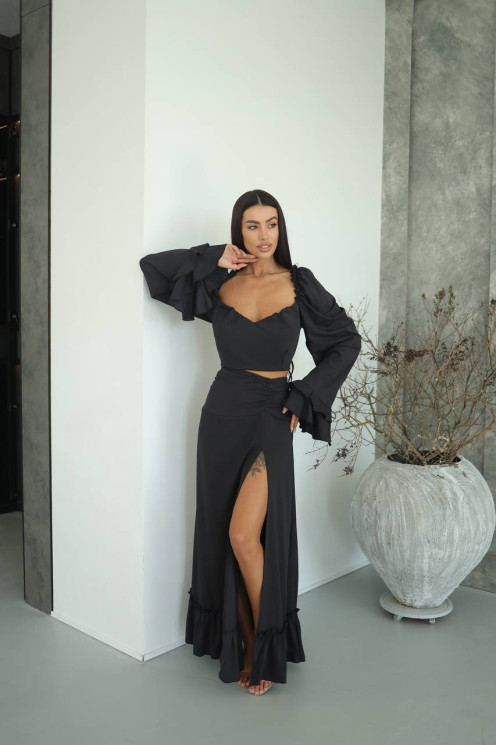 Костюм жіночий з довгою спідницею, фактурний трикотаж м. 052 (р. S, M, L) №415105 - 
