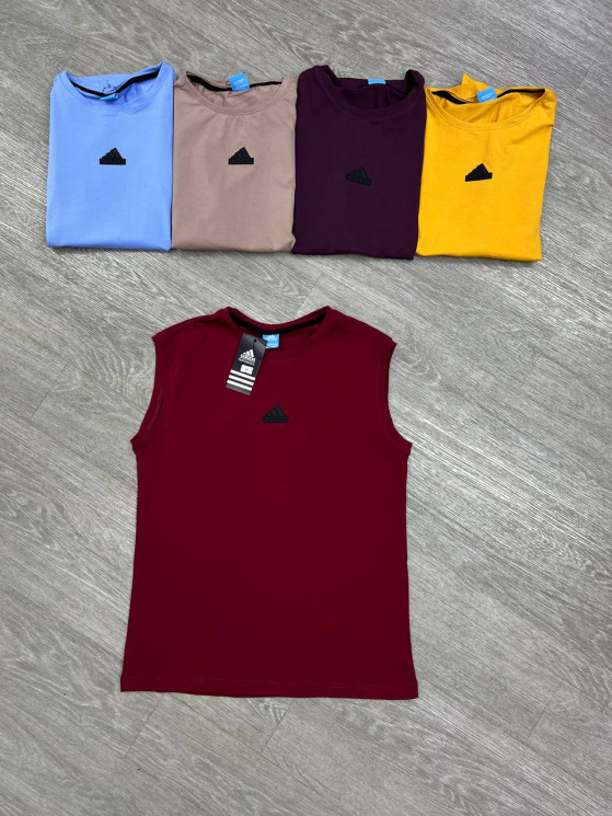 Майка чоловіча Adidas "283" кулір, пеньє (р: М-3XL) 5 кольорів, в упаковці 5 шт. №385080 - Spider