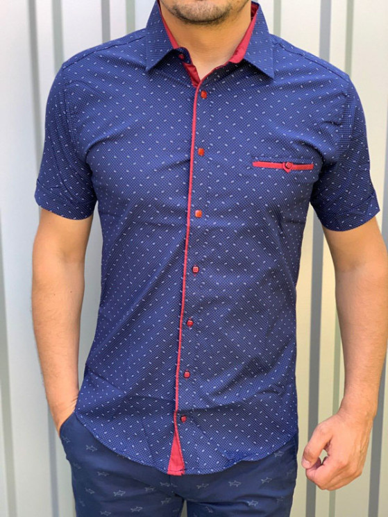 Сорочка No Brand р M-3XL Чоловіча R29 navy - NikNumbers SE1041-1042