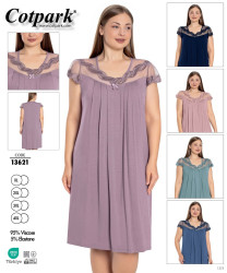 Нічна сорочка жіноча, віскоза, м.13621 (Розмір: 50-56), 5 кольорів, в упаковці 4 штуки №322066