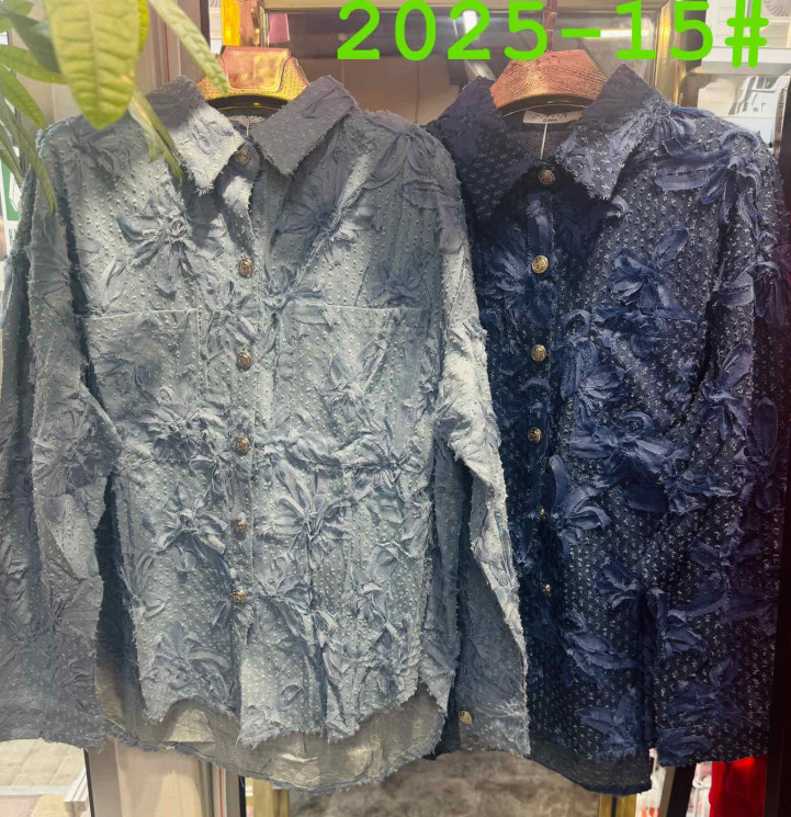 Сорочка жіноча, джинс, м.2025-15 (р. S/M, L/XL ), 2 кольори, в упаковці 6 штук №336250 - 