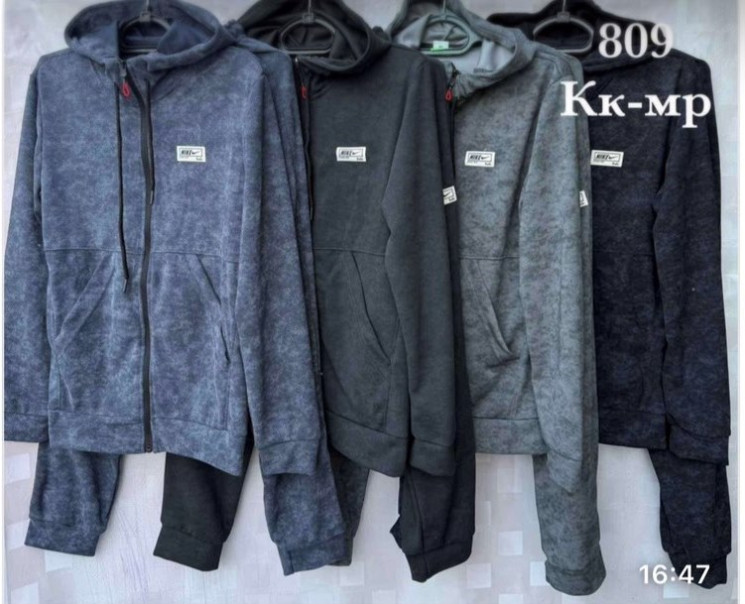 Спортивний костюм чоловічий, двунитка, м.809 (Розмір: 46-54), 4 кольори, в упаковці 5 штук №341216 - 