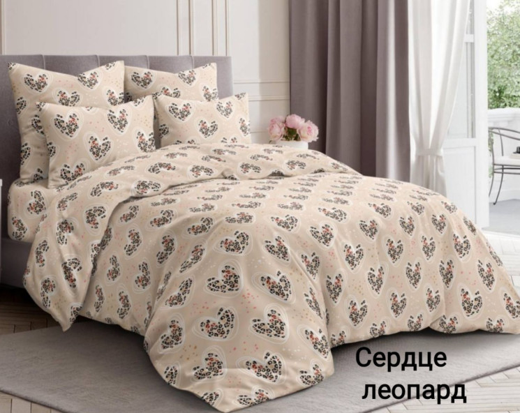 Комплект постільної білизни, бязь, м.Сердце леопард (розмір: двоспальний максі/нестандарт) №330381 - Palma RZ3641