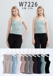 Майка жіноча "W7226" рубчик (р: 42-48) мікс кольорів, в упаковці 5 шт. №382220