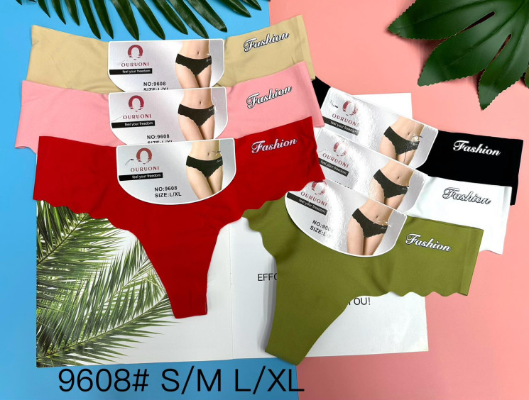 Труси жіночі 9608, котон, без шов (розмір: S/M, L/XL), 6 кольорів, в упаковці 12 шт. №313091 - VanKiey 434