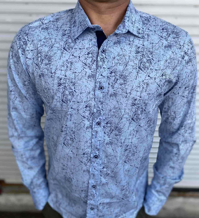 Сорочка No Brand р M-3XL Чоловіча S2938 l.blue - NikNumbers SE1041-1042
