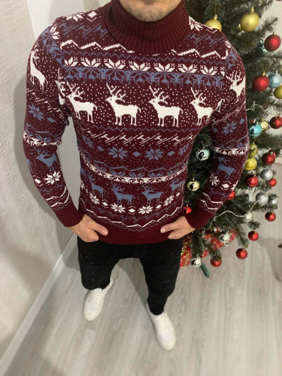 Светр No Brand р M-2XL Чоловічий S2658 wine - NikNumbers SE1041-1042
