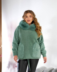 Кардиган жіночий з хутряним коміром, альпака + хутро м. 926 (р: 54-58) №831703