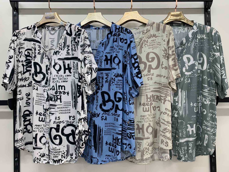 Сорочка жіноча, штапель, м.36953 (р. 3XL-7XL ), 4 кольори,  в упаковці 5 штук №330154 - 