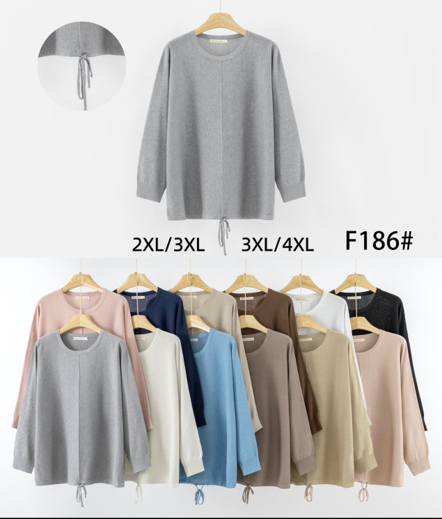 Светр жіночий, кашемір, м.F186 (р. 2XL-4XL ), мікс кольорів, в упаковці 20 штук №338848 - Vanda SE1013