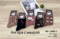 Жіночі шкарпетки #C600-1 на зиму (р: 37-42), в упаковці 12 шт. мікс кольорів №529091