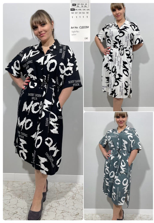 Сукня жіноча "CL8339" штапель (р: 2XL,3XL,4XL,5XL,6XL) 3 кольори, в упаковці 5 шт. №366050 - 