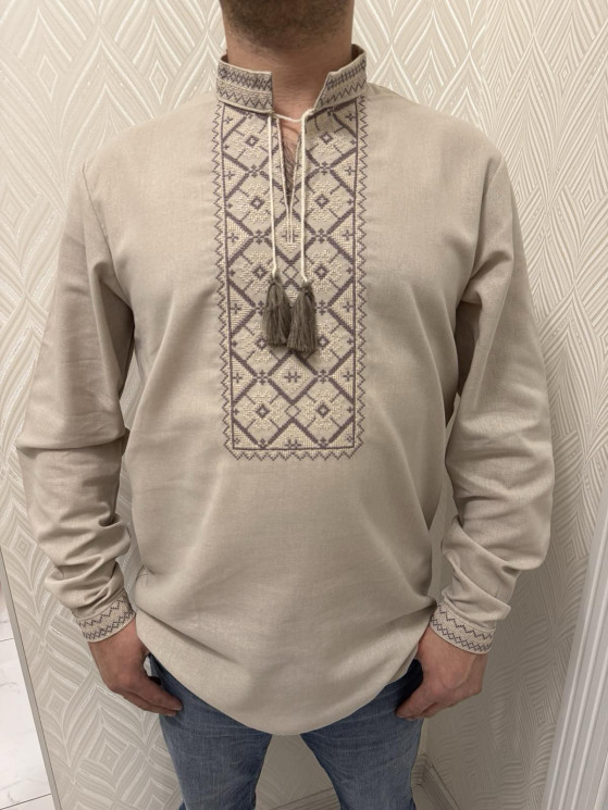 Вишиванка чоловіча, льон (Розмір: M-3XL), в упаковці 5 штук №342017 - Delux 909