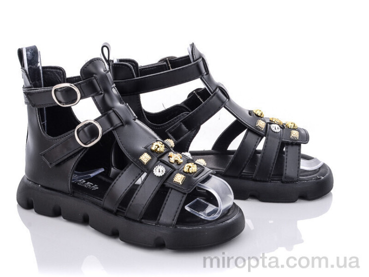 Босоніжки PL8(1150B) black р: 32-37, в упаковці: 6 пар, купити тільки гуртом - 758429