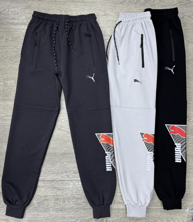 Спортивні штани дитячі Puma "265-3" турецька двохнитка, пеньє (р: 13-17 років) 3 кольори, в упаковці 5 шт. №365354 - Spider