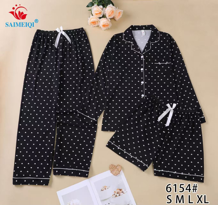 Піжама жіноча трикотаж м.6154 (Розмір:S-XL) в упаковці 4 штуки №764379 - Ekaterina