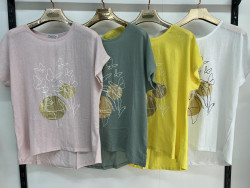 Футболка жіноча льон м.9601 (р:3XL-6XL) 4 кольора в упаковці 4 штуки  №762194