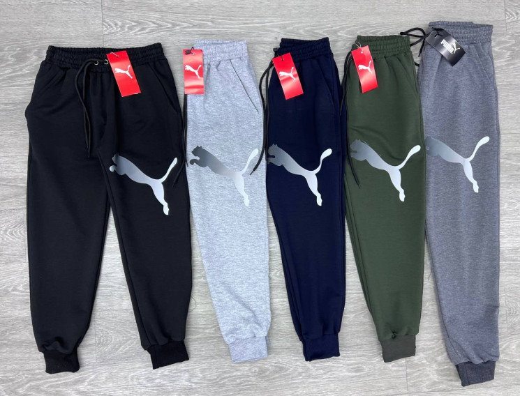 Спортивні штани дитячі Puma, двохнитка, пеньє "86-3" (р: 13-17років) 5 кольорів, в упаковці 5 шт. №358382 - Spider