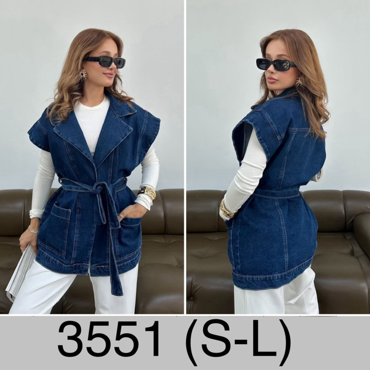 Джинсова жилетка жіноча  м.3551  (р: S-L)  в упаковці 4 штуки  №757608 - UNO2Uva SER1864