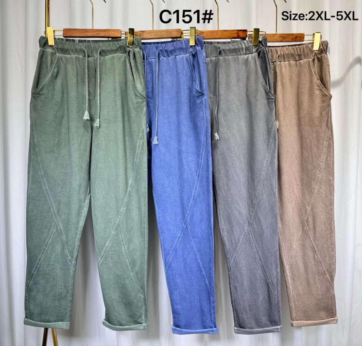 Штани жіночі, льон, м.С151 (р. 2XL-5XL ), 4 кольори, в упаковці 4 штуки №331743 - 