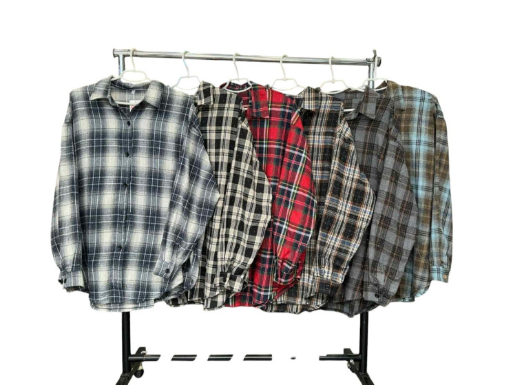 Сорочка жіноча, фланель з камінням, м. 7771 (Розмір: 3XL-6XL ), 6 кольорів, в упаковці 4 штуки №346105 - 