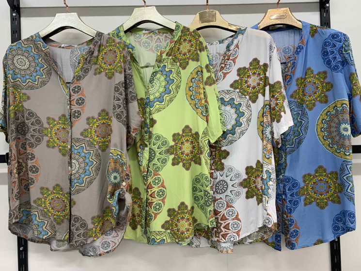 Сорочка жіноча, штапель, м.36953 (р. 3XL-7XL ), 4 кольори,  в упаковці 5 штук №330156 - 