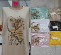 Футболка жіноча "915" трикотаж (р: 2XL-5XL) 6 кольорів, в упаковці 4 шт. №365907